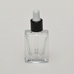 1/3 oz (10ml) Deluxe Flat-Square Clear Glass Bottle (Heavy Base Bottom) with Serum Droppers