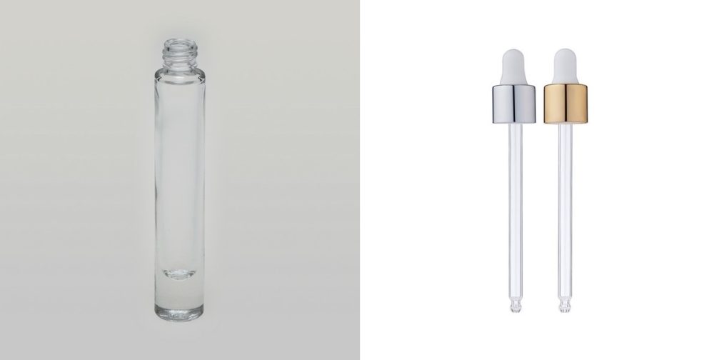 1/4 oz (7.5ml) Deluxe Round Glass Bottle (Heavy Base Bottom) with Serum Droppers - Image 2