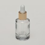 1/3 oz (10ml) Short Cylinder Clear Glass Bottle (Heavy Base Bottom) with Serum Droppers