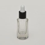1/4 oz (7.5ml) Deluxe Beveled-Square Clear Glass  Bottle (Heavy Base Bottom) with Serum Droppers