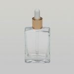 1 oz (30ml)  Flat Square Clear Glass Bottles with Serum Droppers