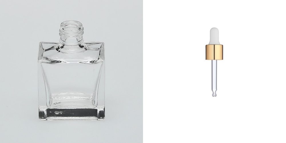 1/2 oz (15ml) Square Flint Glass Bottle (Heavy Base Bottom) with Serum Droppers - Image 3