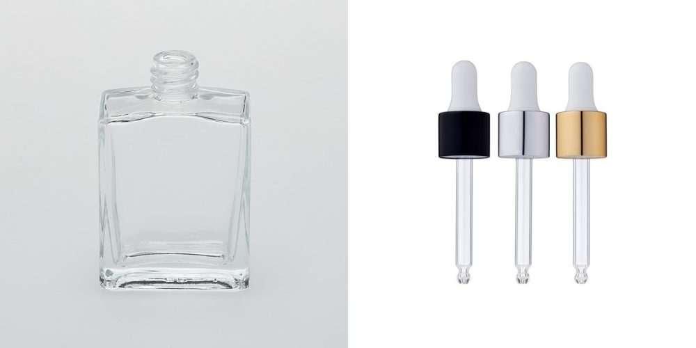 2 oz (60ml) Square Clear Glass Bottle with Serum Droppers - Image 5