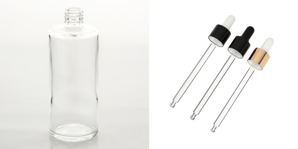 4 oz (120ml) Cylinder Clear Glass Bottle with Serum Droppers - Image 2