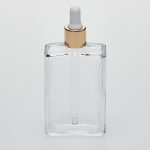 3.4 oz (100ml) Square Clear Glass Bottle with Serum Droppers