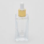 1.7 oz (50ml) Square Clear Glass Bottle with Heavy Base Bottom with Serum Droppers