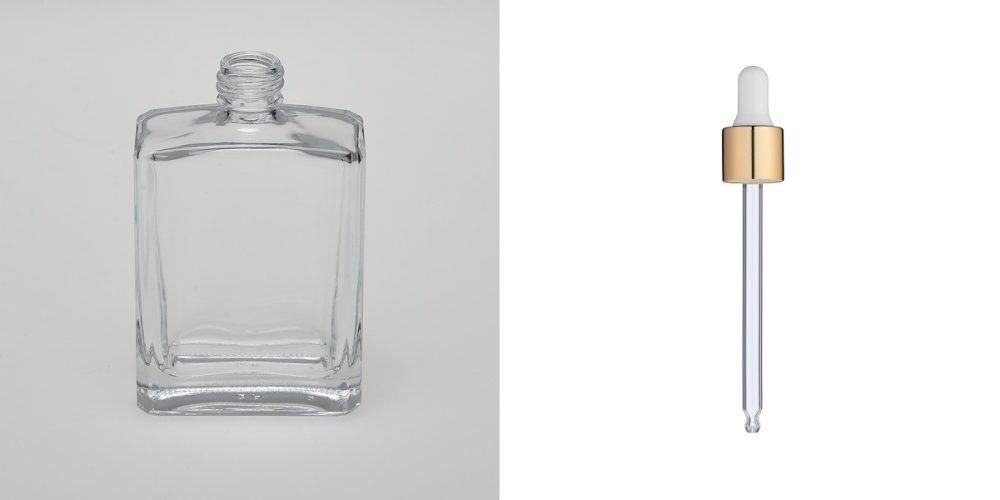 4 oz (120ml) Square Clear Glass Bottle with Serum Droppers - Image 4