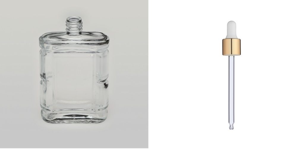 3.4 oz (100ml) Door-Shaped Square Glass Bottle with Serum Droppers - Image 2