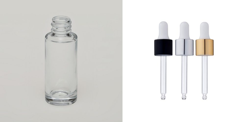 1/2 oz (15ml) Deluxe Cylinder Bottle Clear Glass with Serum Droppers - Image 2