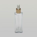 1.7 oz (50ml) Deluxe Tall Square Slim Clear Glass Bottle with Serum Droppers