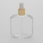2 oz (60ml) Line-Striped Clear Glass Bottle with Serum Droppers