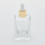 1.7 oz (50ml) Super Deluxe Square Clear Glass Bottle (Heavy Base Bottom) with Serum Droppers