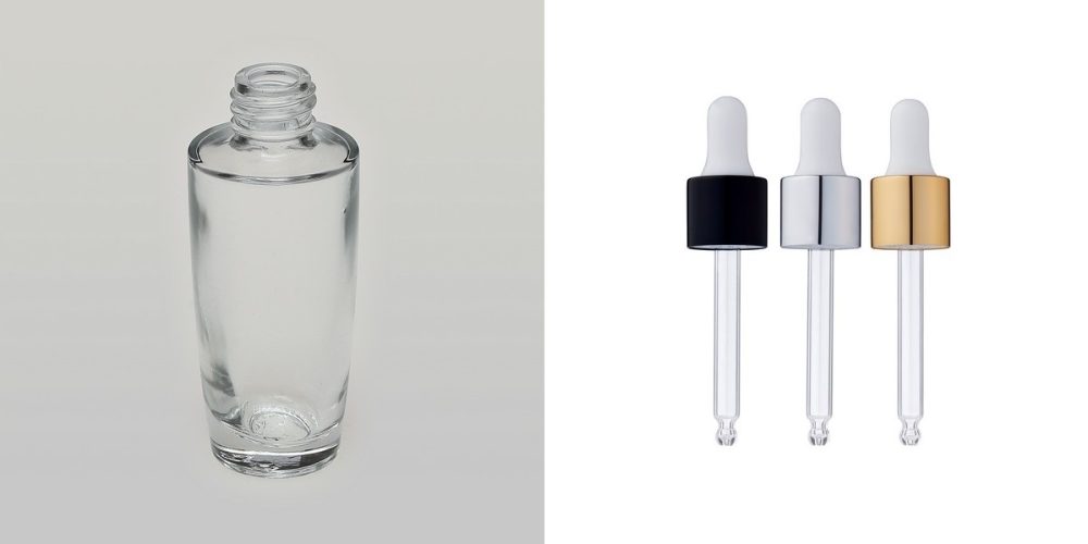 1 oz (30ml) Deluxe Tower-Shaped Clear Glass Bottle (Heavy Base Bottom) with Serum Droppers - Image 2