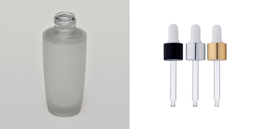 1 oz (30ml) Deluxe Tower-Shaped Frosted Glass Bottle (Heavy Base Bottom) with Serum Droppers - Image 2