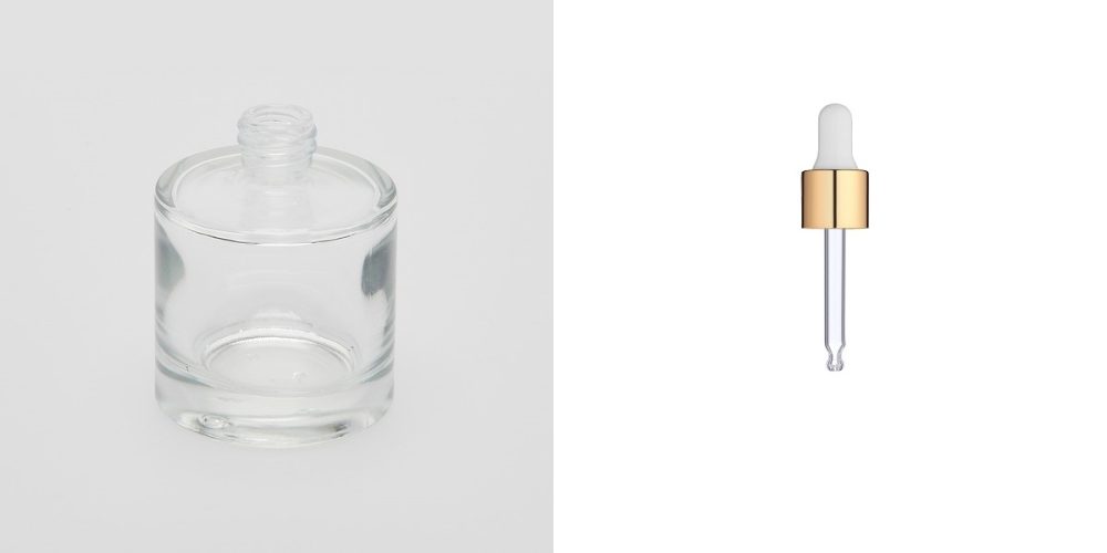 1.7 oz (50ml) Super Deluxe Round Clear Glass Bottle (Heavy Base Bottom) with Serum Droppers - Image 3