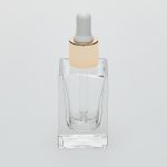 1 oz (30ml) Super Deluxe Square Clear Glass Bottle (Heavy Base Bottom) with Serum Droppers