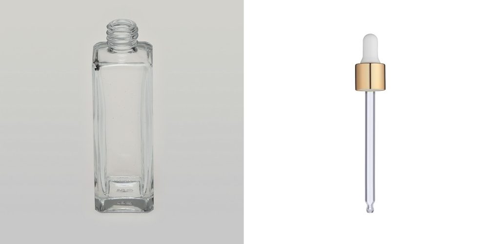 2 oz (60ml) Tall Square Glass Bottle with Serum Droppers - Image 2