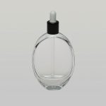1.7 oz (50ml) Deluxe Tall Oval-Shaped Clear Glass Bottle (Heavy Base Bottom) with Serum Droppers