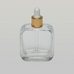 1 oz (30ml) Deluxe Rounded-Square Clear Glass Bottle with Serum Droppers
